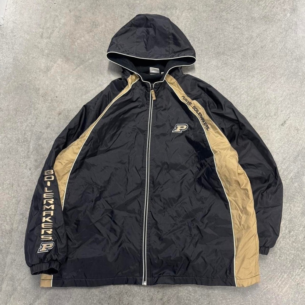 Mens Purdue University Puffer Jacket Zip Up Black and Black Red Oak XXL